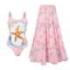 thumbnail image 5 of Gibobby Bañador de una pieza Traje de baño de 1 pieza para mujer+1 pieza para cubrir traje de baño de dos piezas con estampado vintage Monokini Bikini Tr(Rosa,CH), 5 of 5