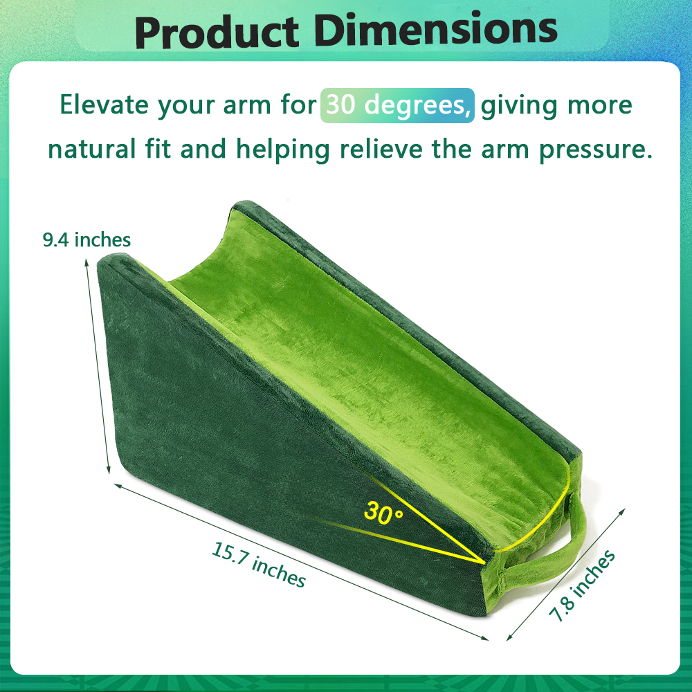 Arm Elevation Pillow for Post-Surgery Recovery, Arm Rest & Wrist Support for Sleeping, Broken Arm, Carpal Tunnel & Elbow Pain, Arm Elevator Foam Wedge for Adults