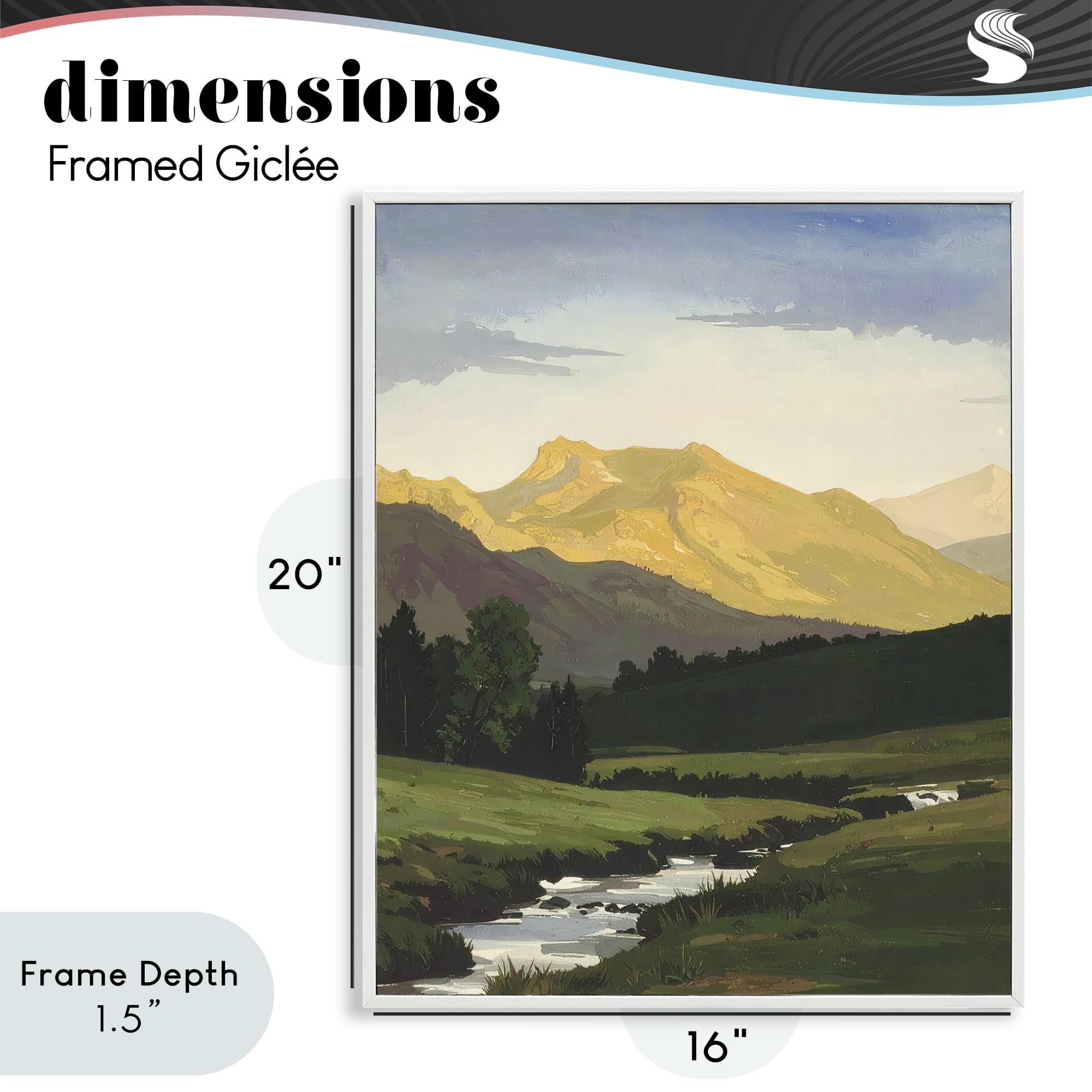 Stupell Industries Mountain Across The Valley White Framed Giclee Art, design by Alonza Saunders