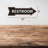 Restroom Black Rt Arrow Vintage Looking Metal Sign 5x17 205170003003 ...