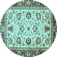 thumbnail image 1 of Ahgly Company Indoor Round Oriental Light Blue Traditional Area Rugs, 6' Round, 1 of 4