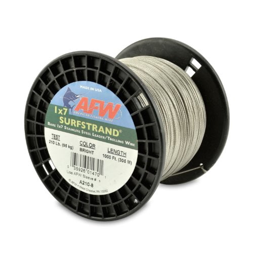 American Fishing Wire Surfstrand Bare 1x7 Stainless Steel Leader Wire, Bright Color, 60 Pound Test, 1000-Feet