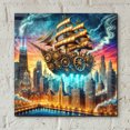 thumbnail image 4 of Epic Art 'Steam Punk Ship In Chicago' by Rey Klimt Acrylic Glass Wall Art, 12" x 12", 4 of 8