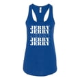 thumbnail image 2 of Wild Bobby Jerry Springer 90's TV Talk Show Host Jerry Jerry Chant Famous People Ladies Racerback Tank Top, Royal, X-Large, 2 of 6