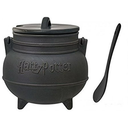 Harry Potter Black Cauldron Ceramic Soup Mug with Spoon, Take some time off from classes at Hogwarts School of Witchcraft and Wizardry to brew.., By