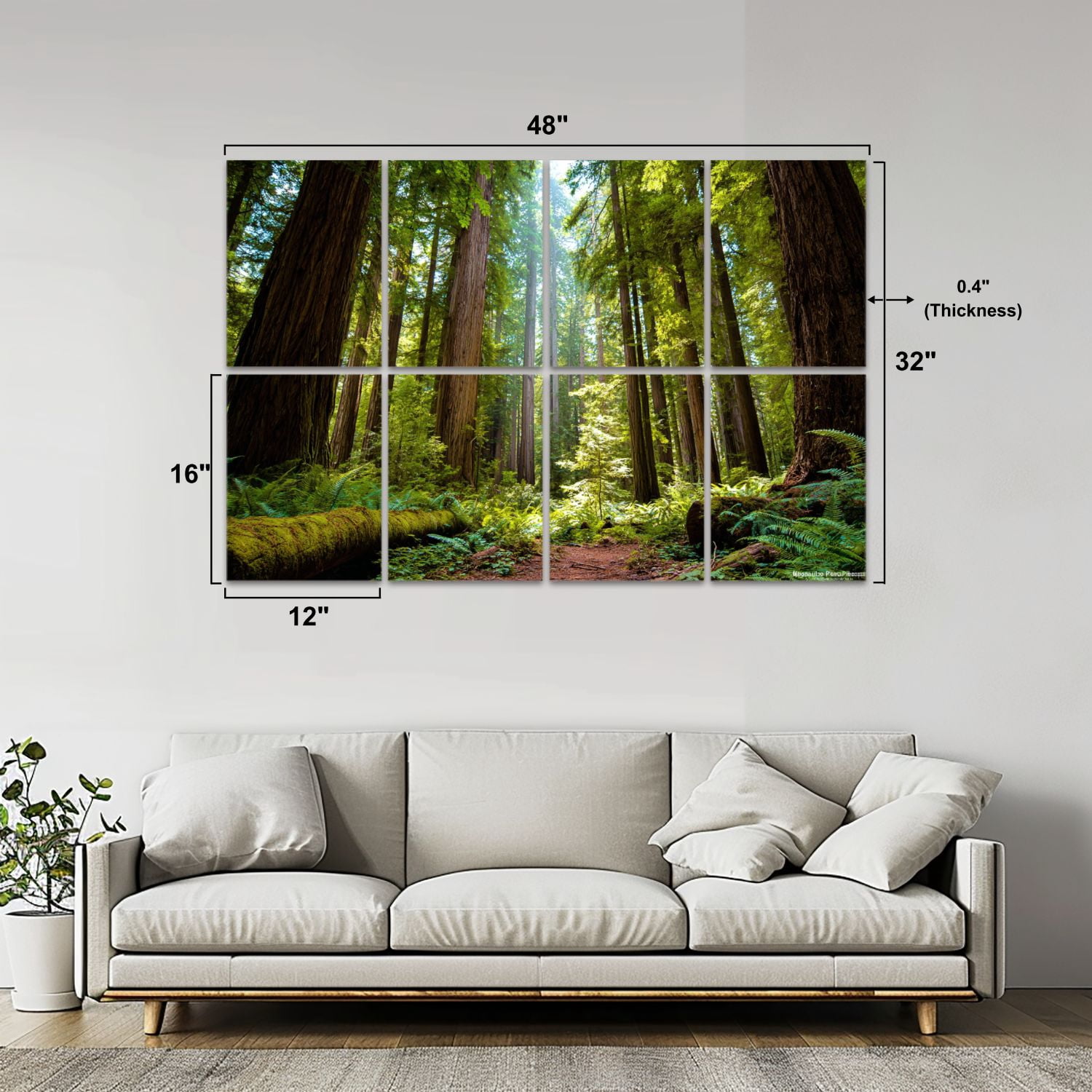 Forest 8 Pack Art Acoustic Panels Sound Absorbing redwood national park sequoias Decorative Soundproof Wall Panels Self Adhesive for Nursery Game Room Bedroom 48"x32"