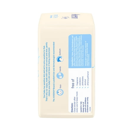 Aveeno Baby Sensitive All Over Wipes with Aloe & Natural Oat Extract for Face, Bottom & Hands, pH-Balanced, Hypoallergenic, Fragrance-, Phthalate-, Alcohol- & Paraben-Free, 3 Pks of 56 ct