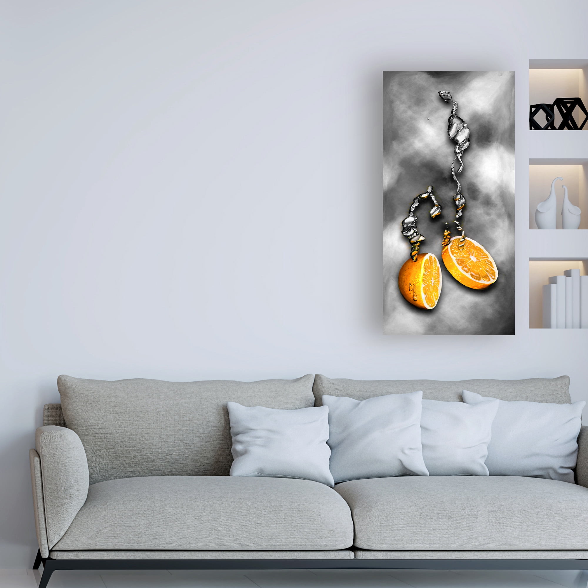Trademark Fine Art 'Orange Splash over Marble' Canvas Art by Roderick Stevens