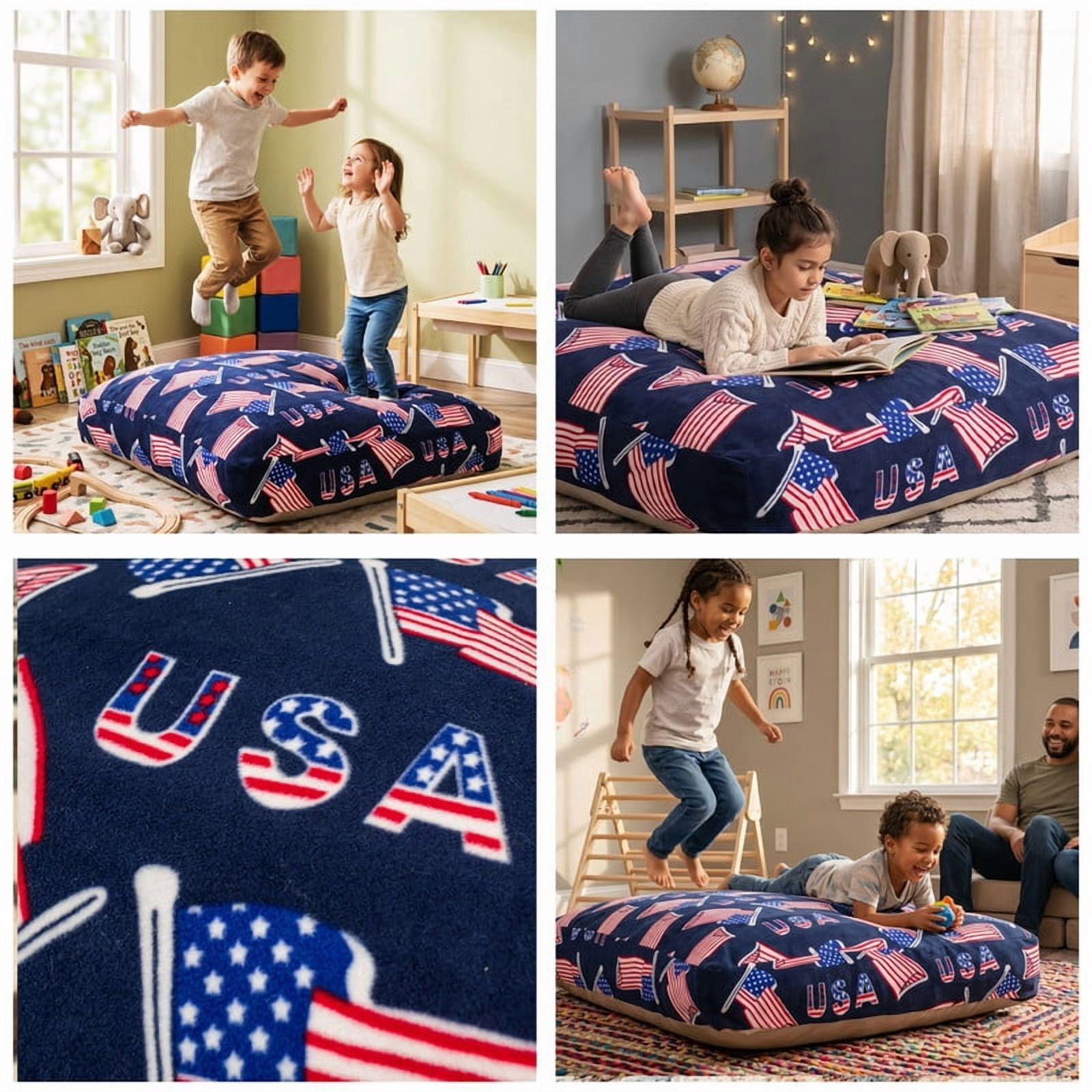 Sensory Crash Pad for Kids & Adults,Soft Landing Crash Mat with Foam Blocks,Removable and Washable Cover,Non-Slip Bottom for Jumping, Relaxing & Play,60" x 60"