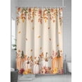 thumbnail image 5 of Fall Shower Curtain Pumpkin Leaves Flowers Shower Curtains for Bathroom Thanksgiving Decor, Waterproof Polyester Shower Curtain Set with Hooks, Standard Size 72" x 72" Pink Orange Pumpkin, 5 of 6
