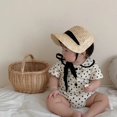 thumbnail image 4 of Sombrero de paja para niño y niña, gorro de Sol de ala grande con cinta negra, gorra de baloncesto para playa, 4 of 4