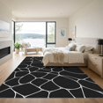 thumbnail image 3 of ODIKA 9'x12' Washable Area Rug Black White Abstract Pebble Mosaic Design Elegant Geometric Contours with Artistic for Master Suite, California King, Under Bed, Non-Shedding, Easy Care, 3 of 7