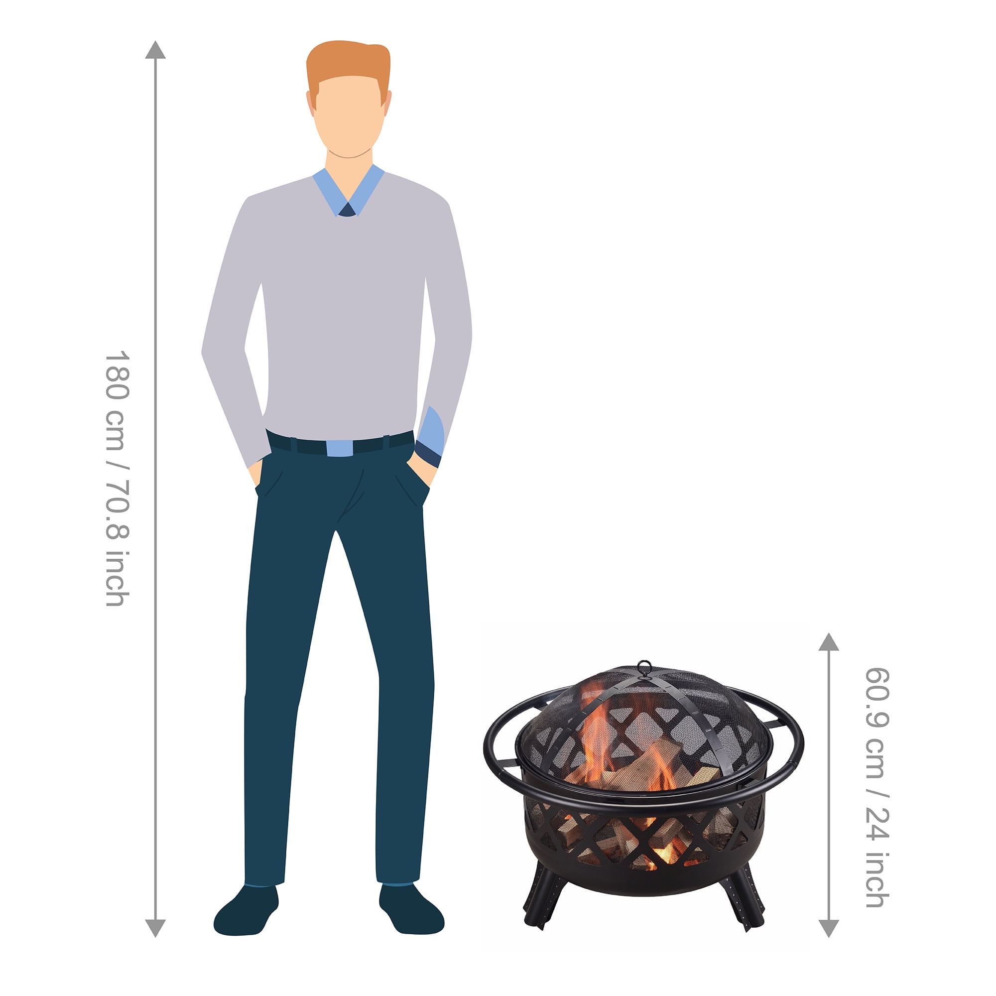 Teamson Home 30" Round Wood Burning Fire Pit