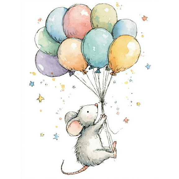 Paint by Numbers for Adults Kids Beginner Mouse's Balloon Journey DIY Acrylic Painting by Numbers Kits with Brushes Acrylic Pigment Home Decoration Gifts 16 x 20 inch