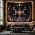 thumbnail image 6 of Golden Sun with Human Face in Starry Night Sky, Mystical Celestial Illustration for Astronomy Fans, Bohemian Wall Art Decor, Housewarming Gift Tapestry Wall Hanging for Dorm and Living Room, 6 of 7