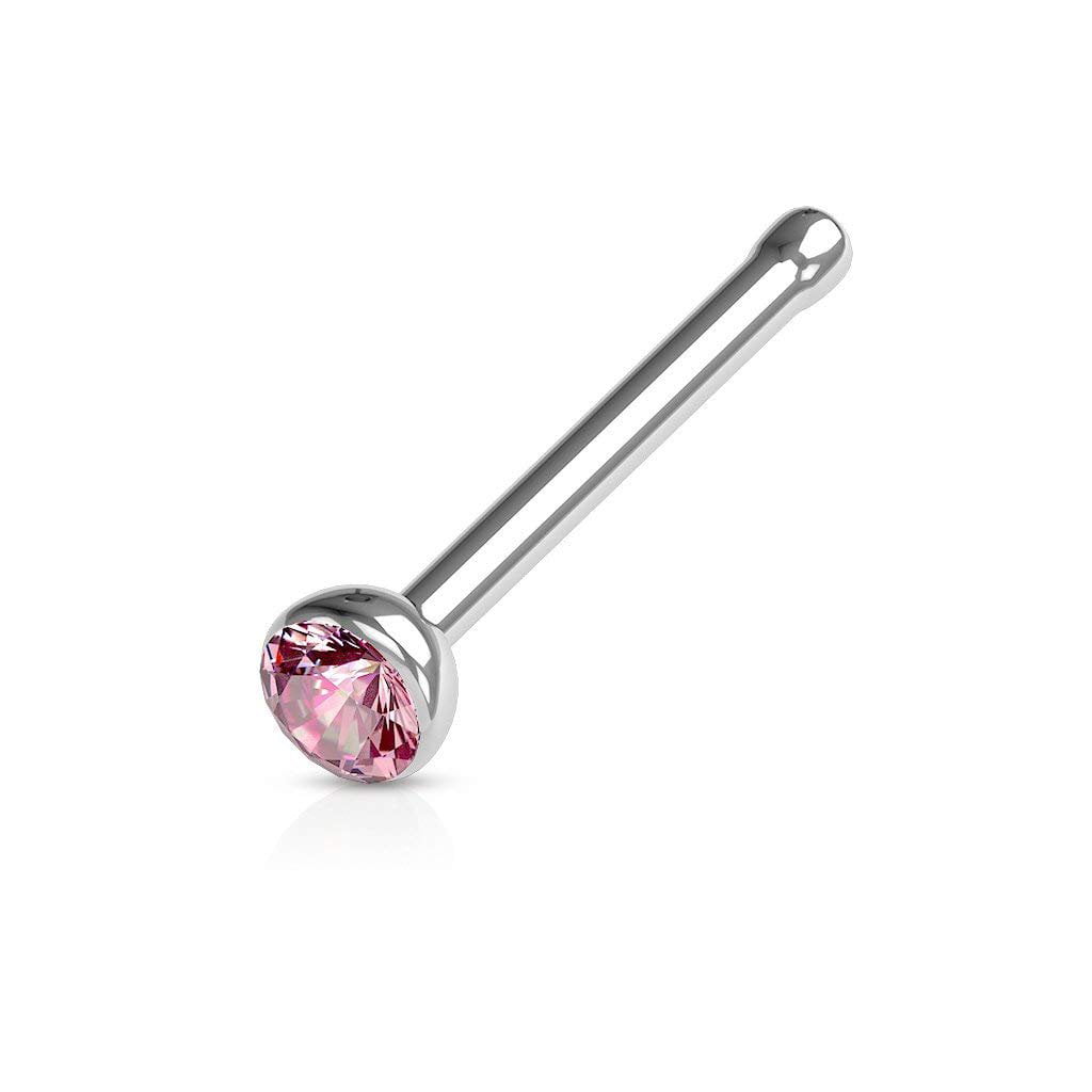 316L Surgical Steel New Gem Crystal Nose Pin Bar Ring Body Jewellery LT  PINK