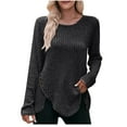 thumbnail image 1 of Timegard Tops for Women Ribbed Long Sleeve Scoop Neck Button Pullover Fall Casual Loose Tops Sweater, 1 of 5