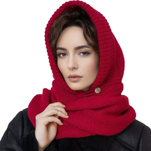 Fuzzy 2-in-1 Knit Hat with Cross Scarf, Fashion Casual Beanie Hats ,Autumn and Winter Warm Outdoor Wear for Men and Women