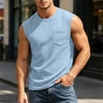 thumbnail image 2 of Pafei Tyugd Tank Shirts for Men with Pocket Casual Crewneck Muscle Tank Tops Big and Tall Sleeveless Basic T-shirt Light Blue M, 2 of 10