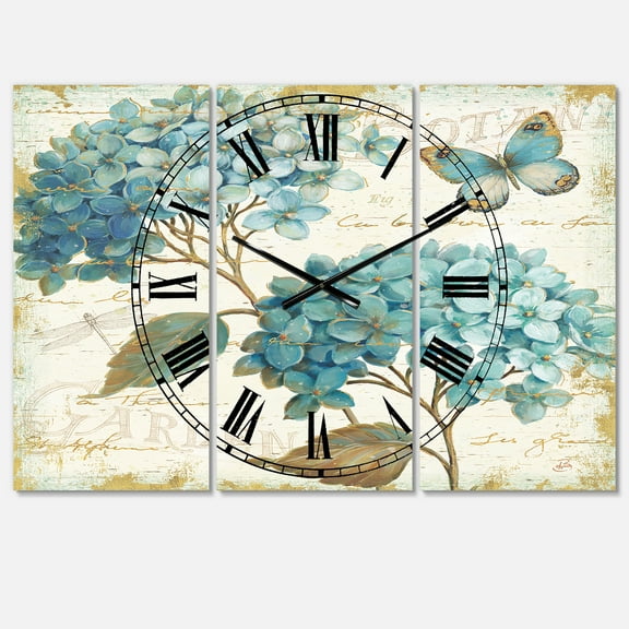 Designart 'butterfly Blue Garden I' Traditional wall clock