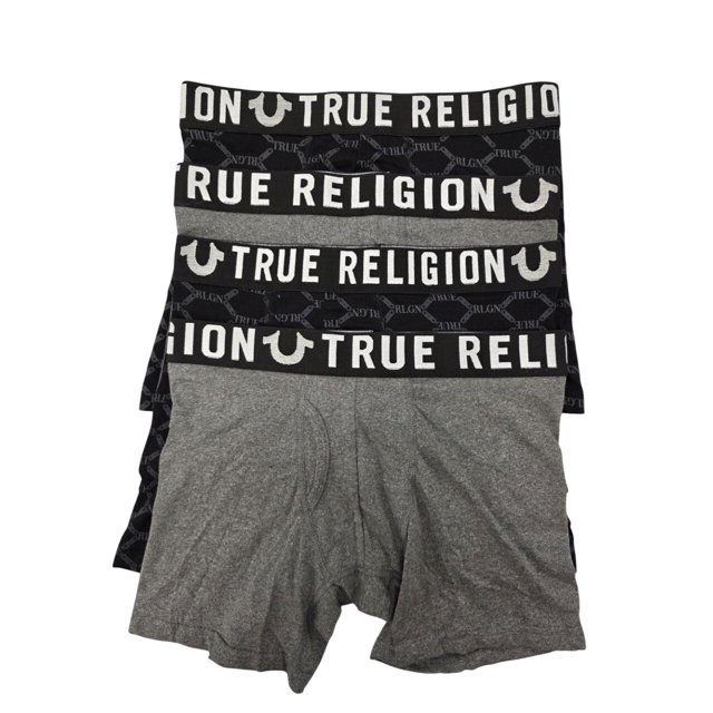 True Religion Modal Boxer Briefs 4-Pack - TR335 (Black Logo/Charcoal, M)