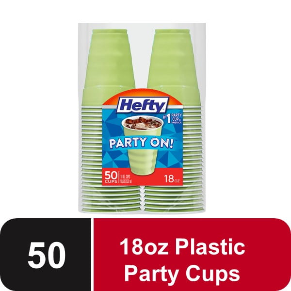 Hefty Mint Green Disposable Party On Plastic Cups, 18 oz, 50 Count