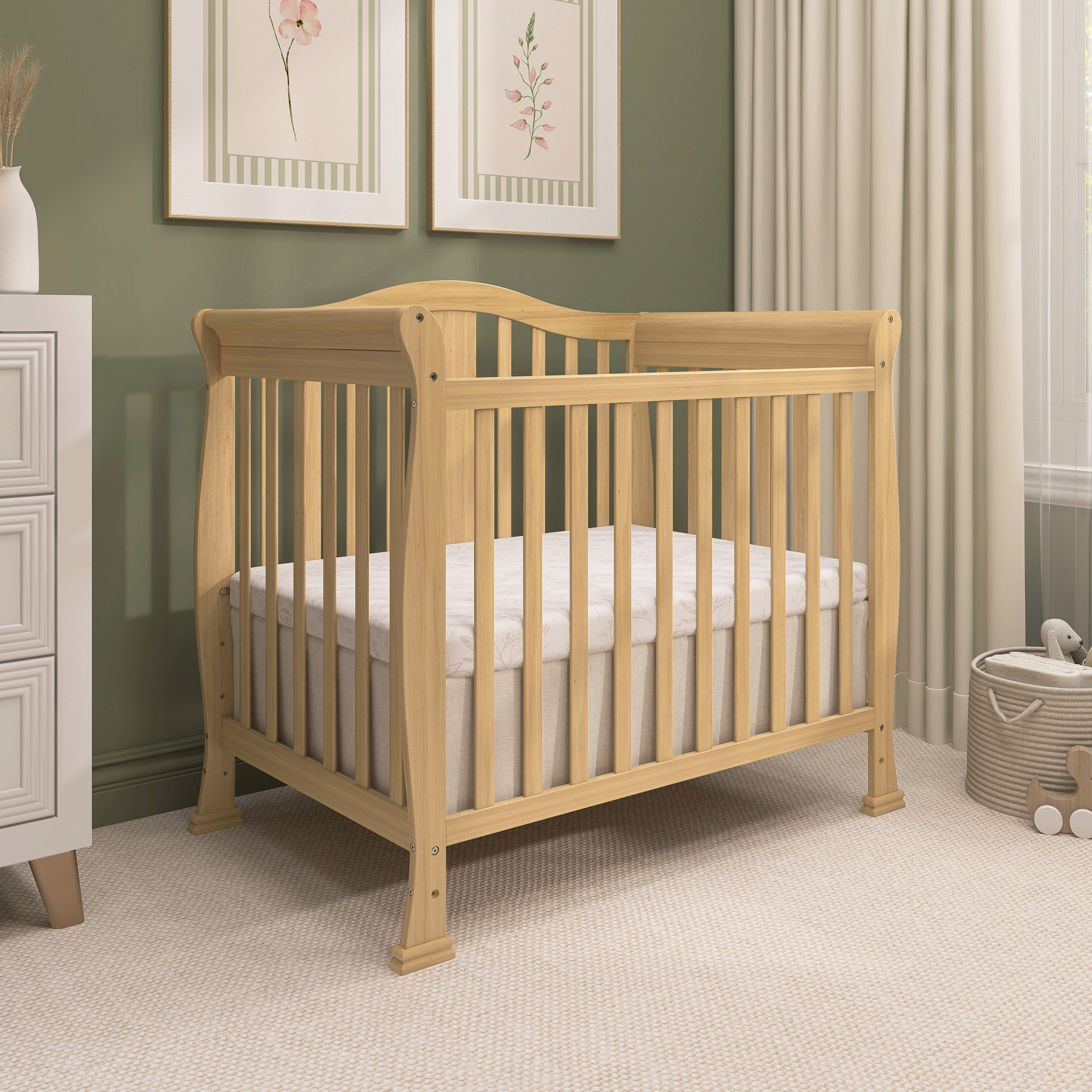 Dream On Me Naples 4-in-1 Convertible Mini Crib, Natural