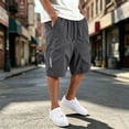 thumbnail image 2 of Mens Summer Shorts Elastic Waist Drawstring Solid Color Cargo Pants with Pockets Shorts, 2 of 3
