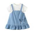 thumbnail image 6 of Amidoa Girls Summer Dresses Short Sleeve Solid Color A-Line Dresses Casual Kids Sundress Red Size 6, 6 of 7