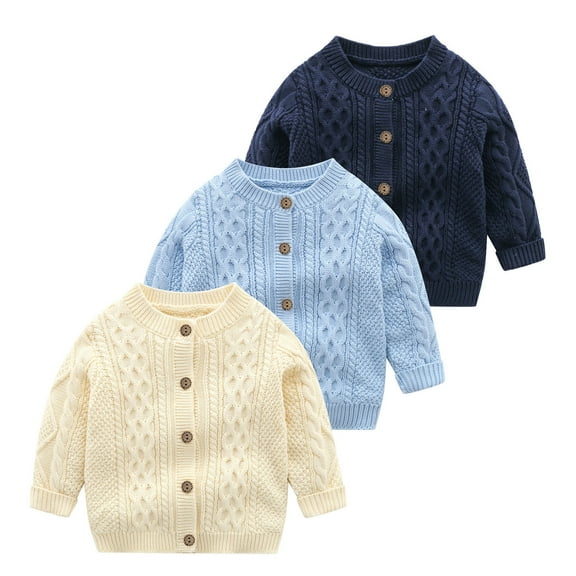 HAPIMO Toddler Girl Sweaters Cable Knit Long Sleeve Crewneck Chunky Crochet Cardigans Button Down Jackets Winter Cotton Outfits Beige 1Y