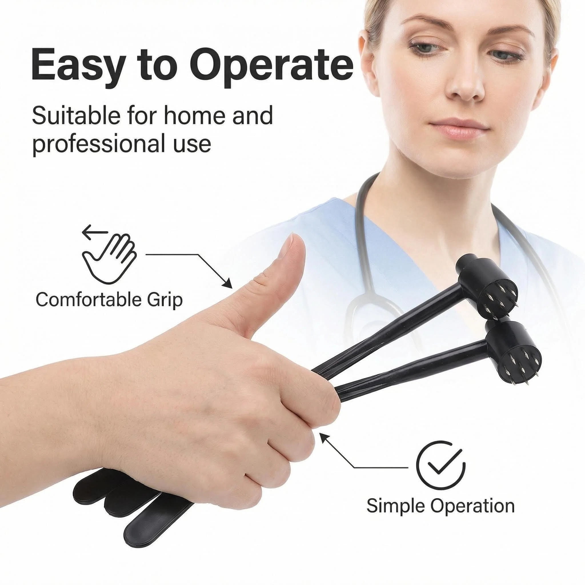 AXTQH 5PCS Plum Blossom Dermal Hammer Set, Single-Sided Seven-Star Needles with Flexible ABS Handle and Stainless Steel Tips, Professional Dermal Needle for Industry , Black