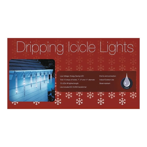 Golden Bay 10 Dripping Icicle Holiday LED Lights - 9 ft