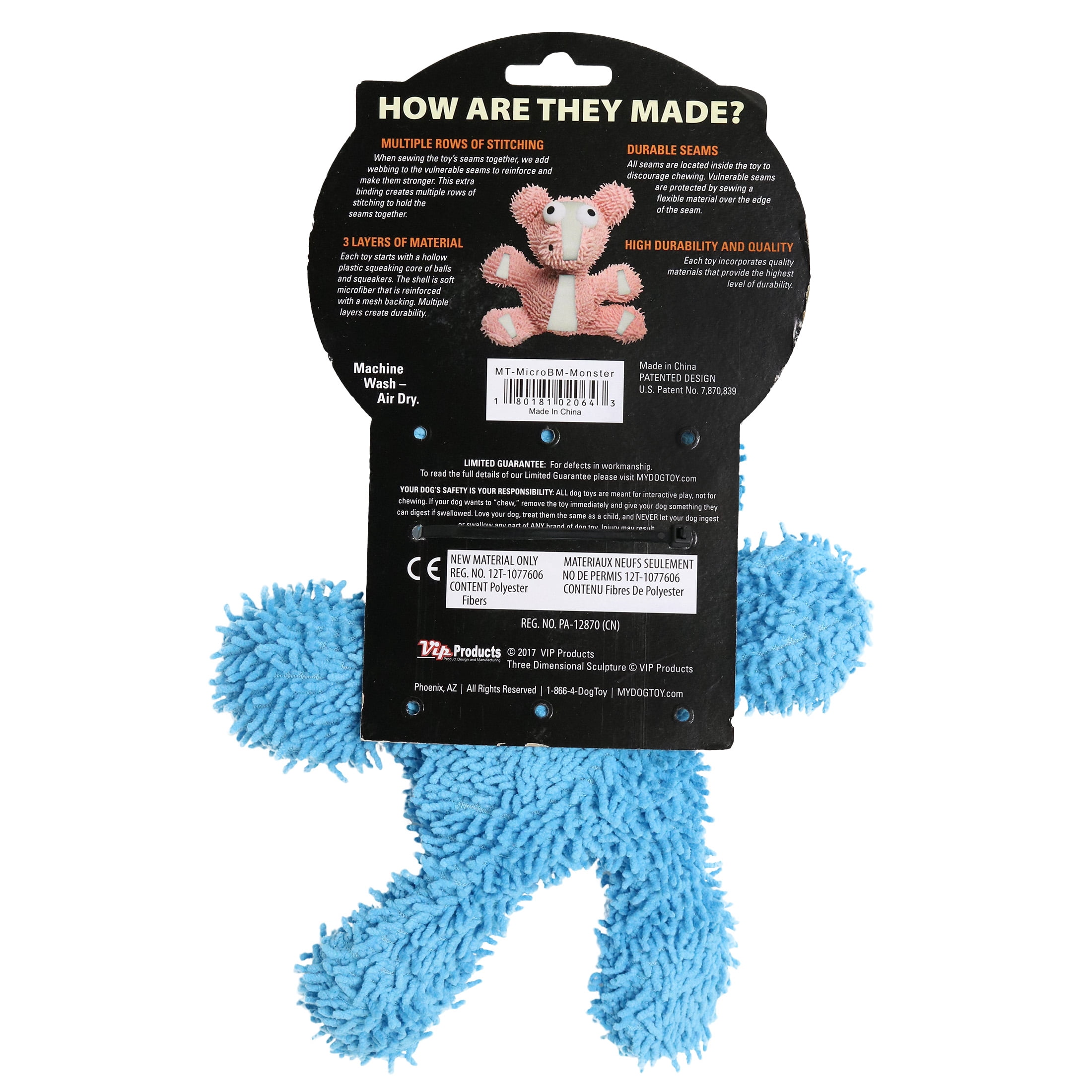 Mighty Microfiber Ball Med Monster Durable Plush Squeaky Dog Toy