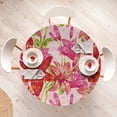 thumbnail image 4 of Ambesonne Floral Boho Fitted Round Tablecloth, Fantasy Tiger Lily Art, 56"- 60" Diameter, Dark Coral Hot Pink, 4 of 5