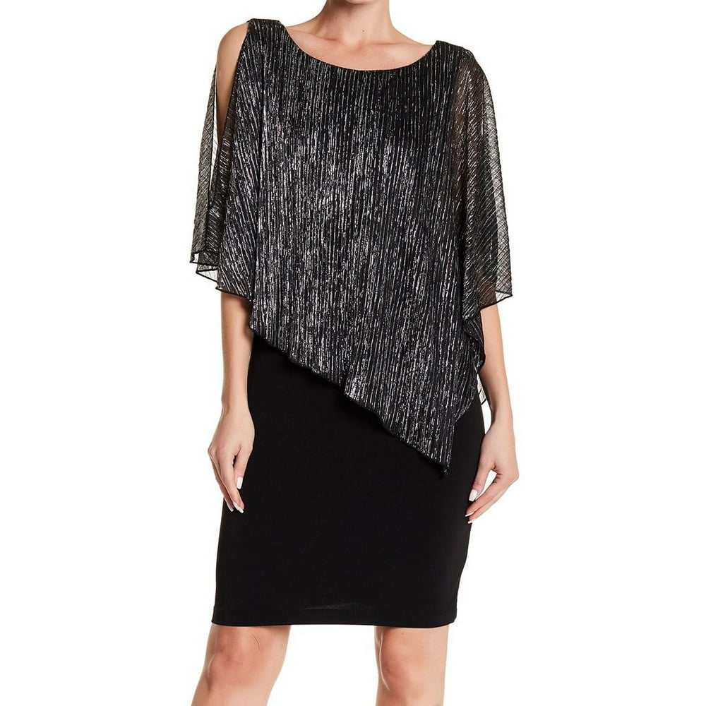 Connected Apparel - Connected Apparel Silver Womens Caplet Sheath Dress ...