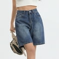 thumbnail image 3 of EMMIOL Women's Denim Shorts Baggy Jean Shorts with Mid Waist Y2K Streetwear Summer Long Shorts, 3 of 7