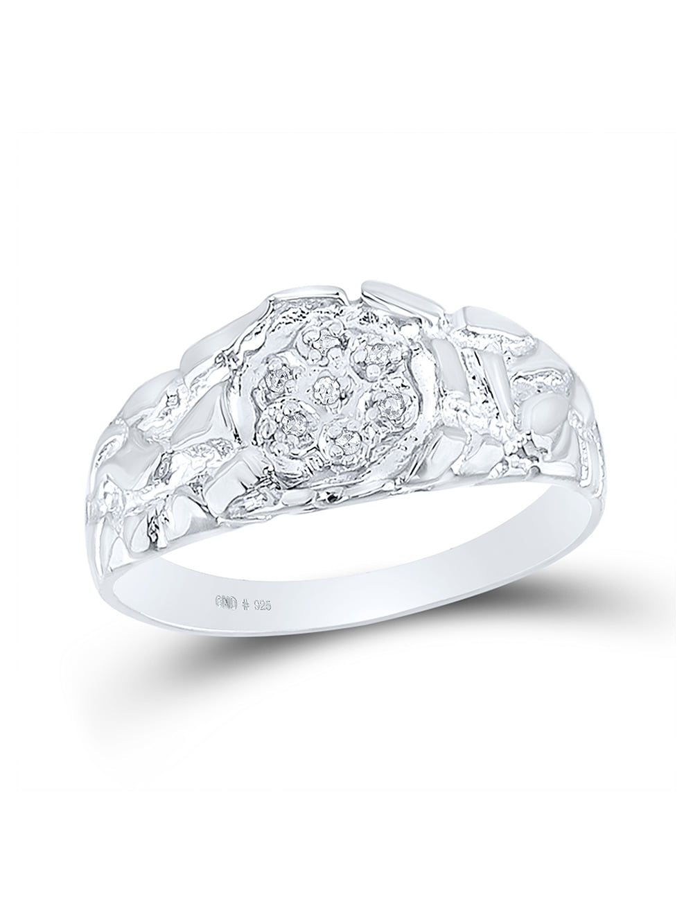Sterling Silver Mens Round Diamond Cluster Ring 1/20 Cttw Sterling Silver Mens Round Diamond Cluster Ring 1/20 Cttw