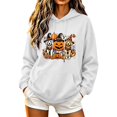 thumbnail image 2 of Fmbrln Women's Halloween Graphic Hoodie Long Sleeve Drawstring Hooded Sweatshirt Casual Pumpkin Print Pullover Tops with Pocket White L, 2 of 5