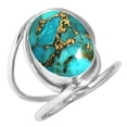 thumbnail image 1 of 925 Silver Ring For Women - Girls Copper Blue Turquoise Stone Silver Ring Size 8.5 December Birthstone Simple Silver Ring Size 8.5 Gift For Women On Easter 925 Silver Jewelry With Gemstone, 1 of 5