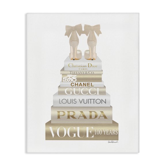 Stupell Industries Contemporary Cream Bow Heels High Fashion Glam Bookstack Canvas Art, 16 x 20, by Amanda Greenwood