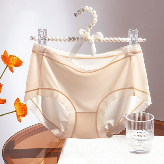 uublik No Lines Panties for Women Beige Mid Rise Briefs Soft Strench Breathable Ladies Underwear