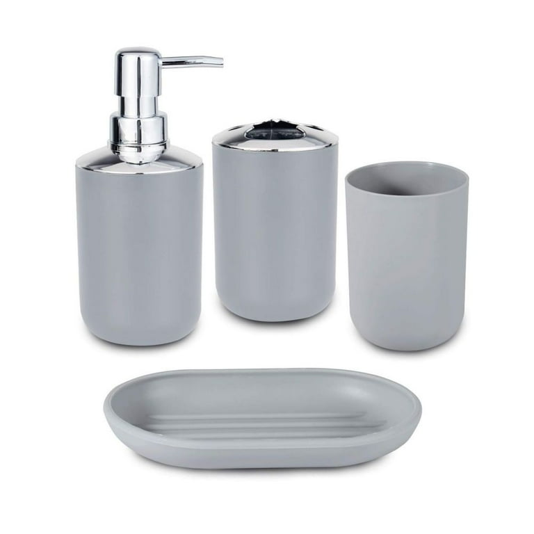 Designer - 4 Piece Bathroom Accessories Set - with Soap or Lotion Dispenser, and