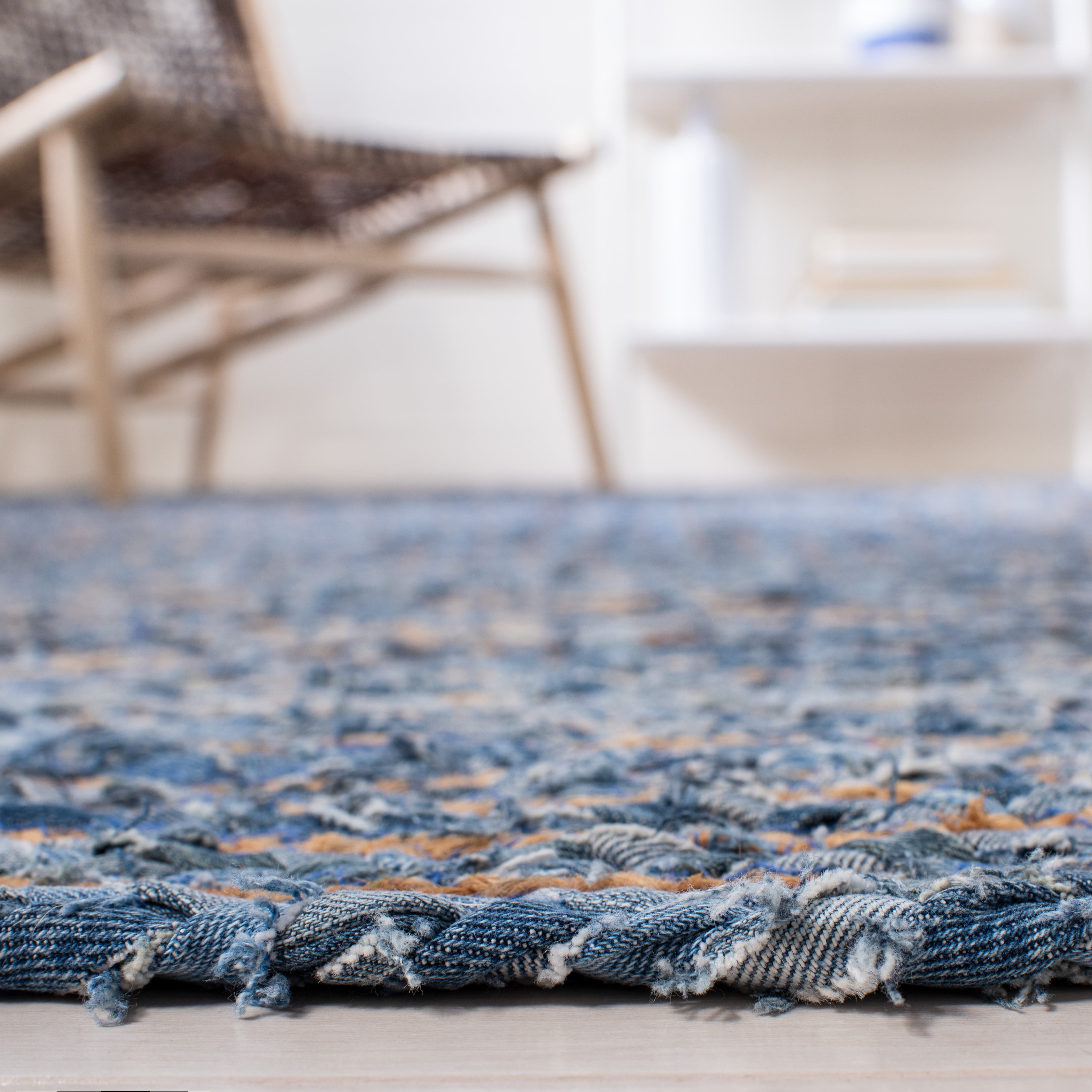 SAFAVIEH Cape Cod Miah Geometric Area Rug, Blue/Natural, 10' x 14'