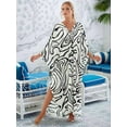 thumbnail image 4 of Women Animal Print Kaftan Dresses Plus Size Swimsuit Coverup 2025 Summer Bathing Suit Beach Dress White&Black One Size, 4 of 8