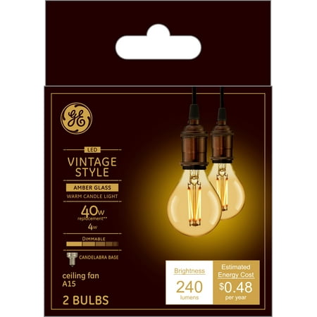 Ge Led 4w 40w Equivalent Vintage A15 Ceiling Fan Bulbs Amber