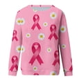 thumbnail image 4 of IROINNID Pink Breast Cancer Top for Women Pink Ribbon Loose Long Sleeve Round Neck Printed Ladies Sweatshirt Tops Blouse,Pink, 4 of 4