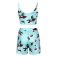 thumbnail image 5 of Ichuanyi Womens Shirts , Fashion Women Printed Sleeveless Camis V-Neck Blouse+Shorts Hot Pants Set, 5 of 9