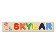 Wooden Name Puzzle Personalized Puzzle Choose Up to 12 Letters. Elephent With Cake And Balloon Theme