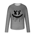 thumbnail image 5 of WREESH Halloween Long Sleeve Tops Fashionable Men's Printed Top with Long Sleeved Round Neck and Smiling Face Printed Top/Shirtx Gray, 5 of 5