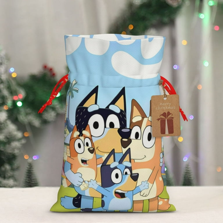 Bssay 12-Pack Christmas Goodie Bags With Greeting Cards – Waterproof Holiday Gift Bags For Treats & Favors (Blue House Design)